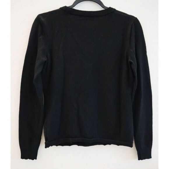 Milly New York Women's Sz M Black/Maroon Velour/Knit Corsetry Pullover Sweater - Picture 2 of 8